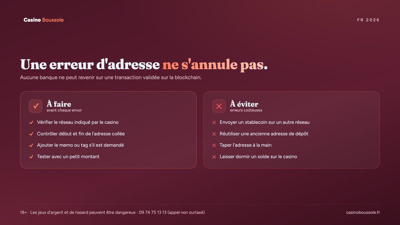 Erreurs de portefeuille et de réseau à éviter avant un dépôt en crypto