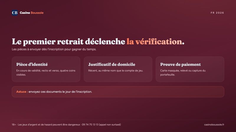 Documents demandés au premier retrait dans un casino en ligne