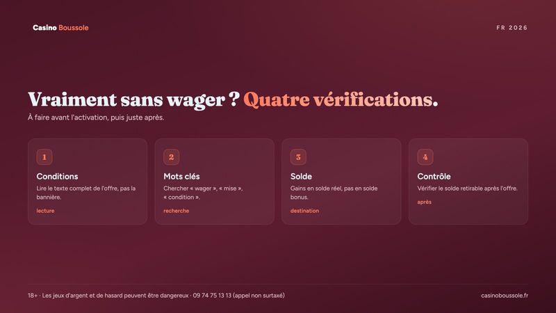 Quatre vérifications pour s'assurer qu'une offre est vraiment sans wager