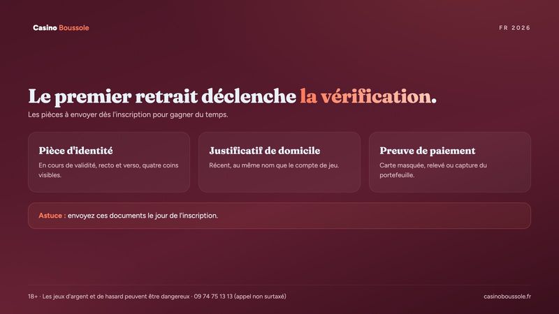 Documents demandés au premier retrait dans un casino en ligne