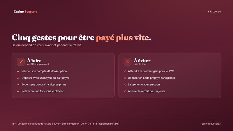 Cinq gestes pour accélérer un retrait de casino